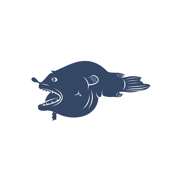 Diseño de ilustraciones vectoriales de peces de aguas profundas diseño del logotipo de peces de mar profundo plantilla