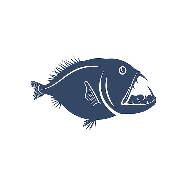 Diseño de ilustraciones vectoriales de peces de aguas profundas Diseño del logotipo de peces de mar profundo Plantilla