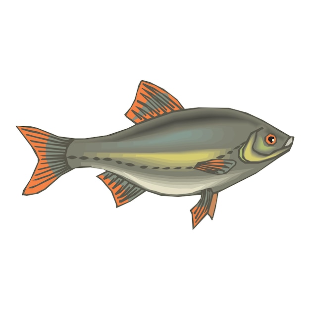 Diseño de ilustraciones vectoriales de peces de colores creativos de estilo vintage 90