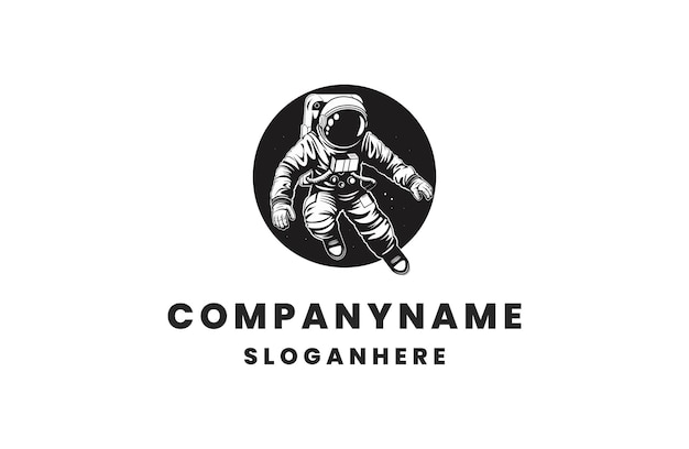 Diseño de ilustraciones vectoriales de la plantilla del logotipo del astronauta