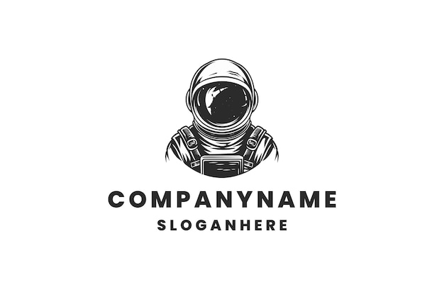 Diseño de ilustraciones vectoriales de la plantilla del logotipo del astronauta