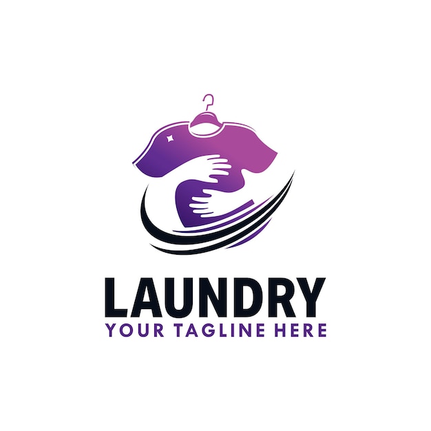 Diseño de ilustraciones vectoriales de la plantilla del logotipo de la lavandería