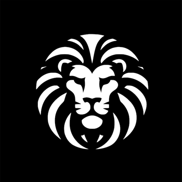 Diseño de ilustraciones vectoriales de plantillas de logotipo de cabeza de león en fondo oscuro