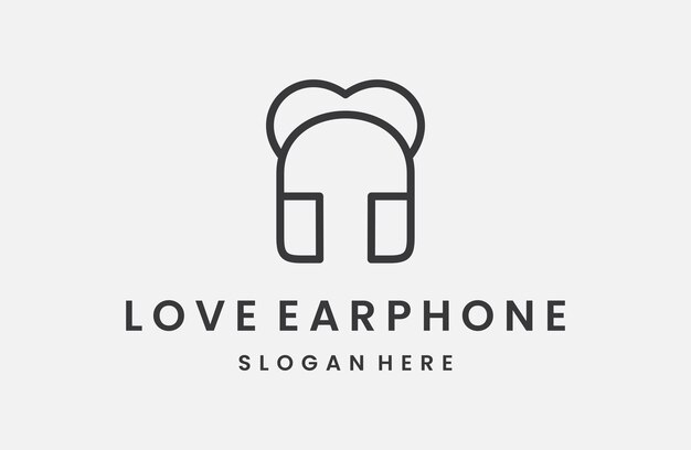 Vector diseño de ilustraciones vectoriales de plantillas de logotipos de auriculares de amor