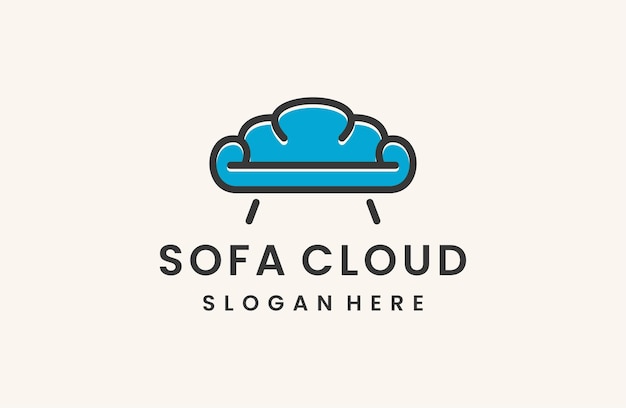 Diseño de ilustraciones vectoriales de plantillas de logotipos de sofá en la nube