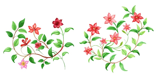 Diseño de ilustraciones vectoriales de ramos de flores en acuarela