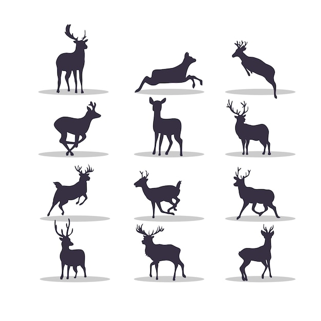 Diseño de ilustraciones vectoriales de silueta de ciervo