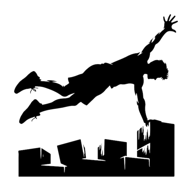 Diseño de ilustraciones vectoriales de siluetas de parkour