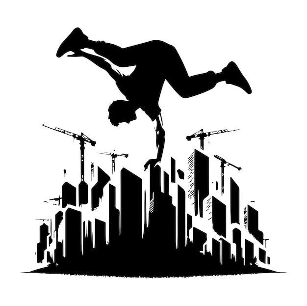 Diseño de ilustraciones vectoriales de siluetas de parkour