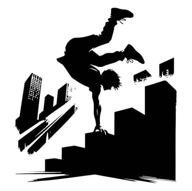 Diseño de ilustraciones vectoriales de siluetas de parkour