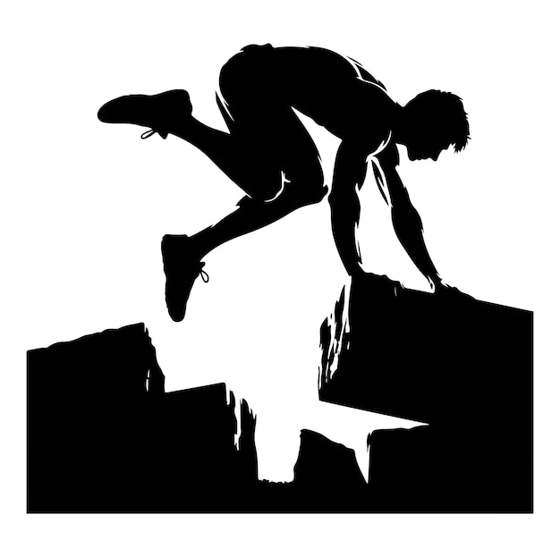 Diseño de ilustraciones vectoriales de siluetas de parkour