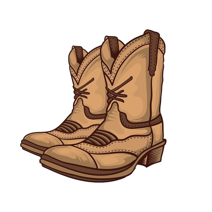 Vector diseño de ilustraciones de zapatos de vaquero
