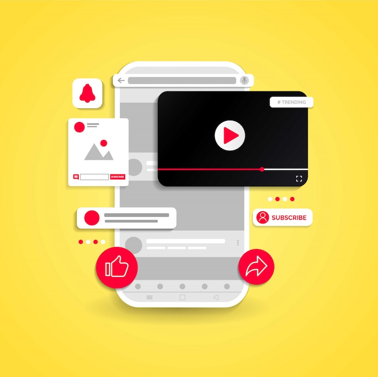 Vector diseño ilustrado de canal de youtube.