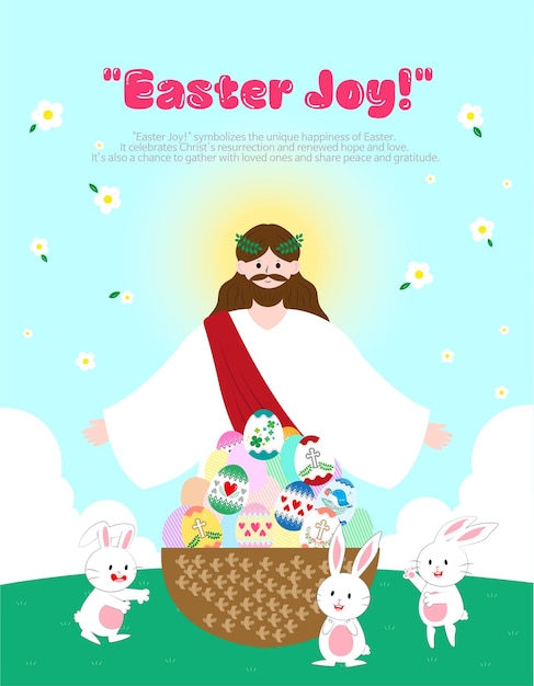Diseño ilustrado que muestra a Jesús y Easte