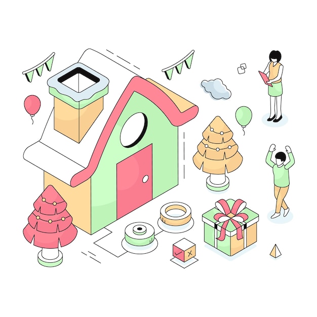 Un diseño ilustrado de regalos móviles