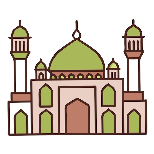 Diseño de ilustrador vectorial colorido Diseño estético de mezquita Diseño de mezquita Mezquita moderna