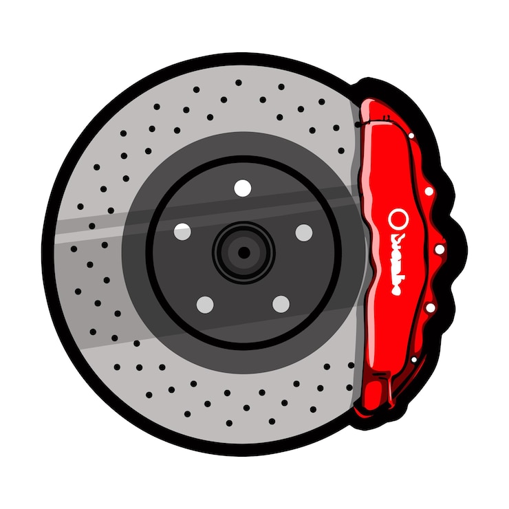 Vector diseño de ilustrador vectorial de frenos de disco de automóviles de carreras