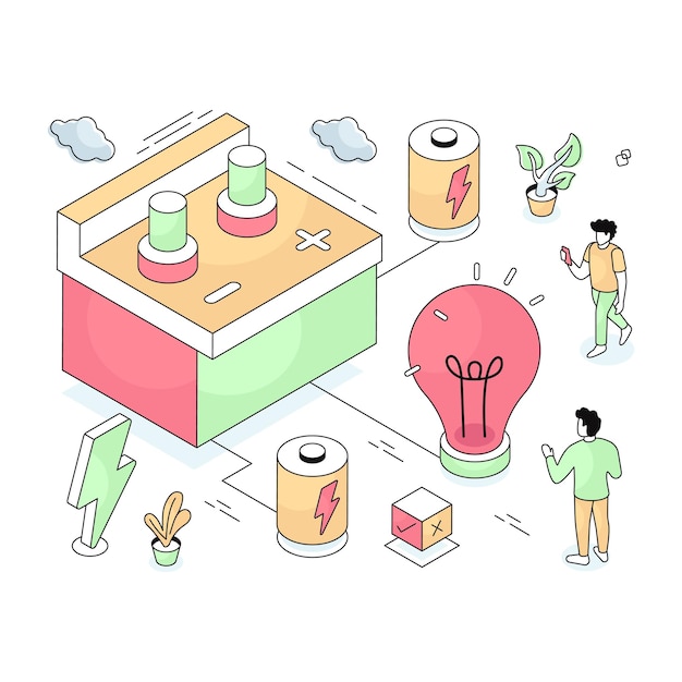 Un diseño ilustrativo de carga de automóviles eléctricos