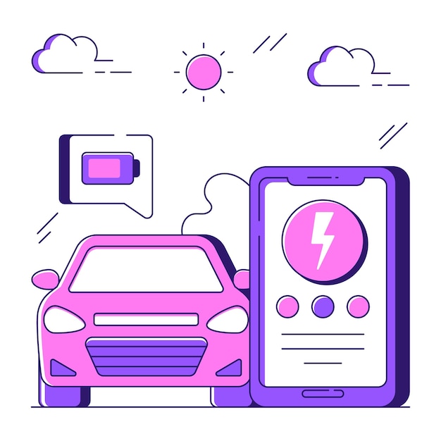 Un diseño ilustrativo de un coche eléctrico