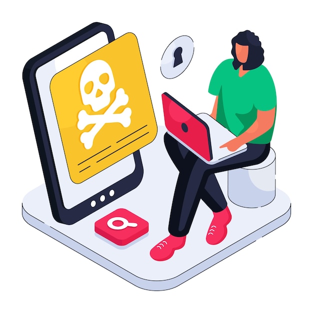 Un diseño ilustrativo de la piratería móvil