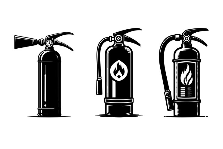 Diseño ilustrativo de la silueta del extintor de incendios