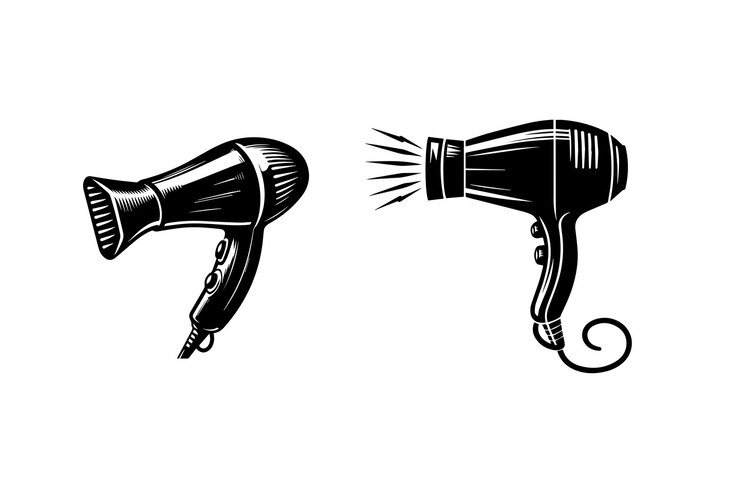 Diseño ilustrativo de la silueta del secador de cabello