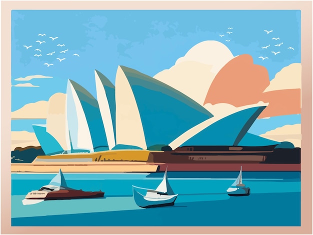 Diseño de imagen de ilustración de vector de fondo de la Ópera de la ciudad de Sydney