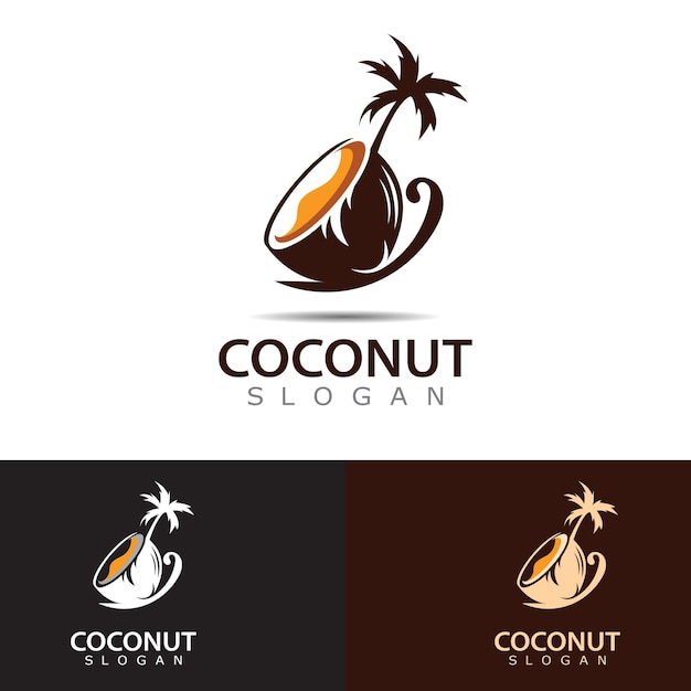 Diseño de imagen de logotipo de coco producto natural del vector de coco