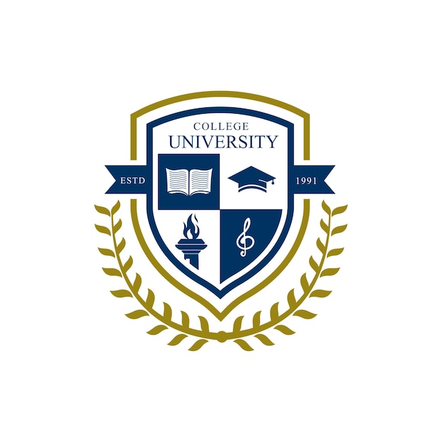 Diseño de la imagen vectorial del logotipo de la insignia de la escuela universitaria Insignia de educación