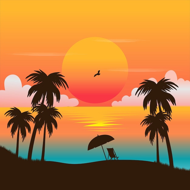 diseño de imágenes tropicales de paisaje vectorial