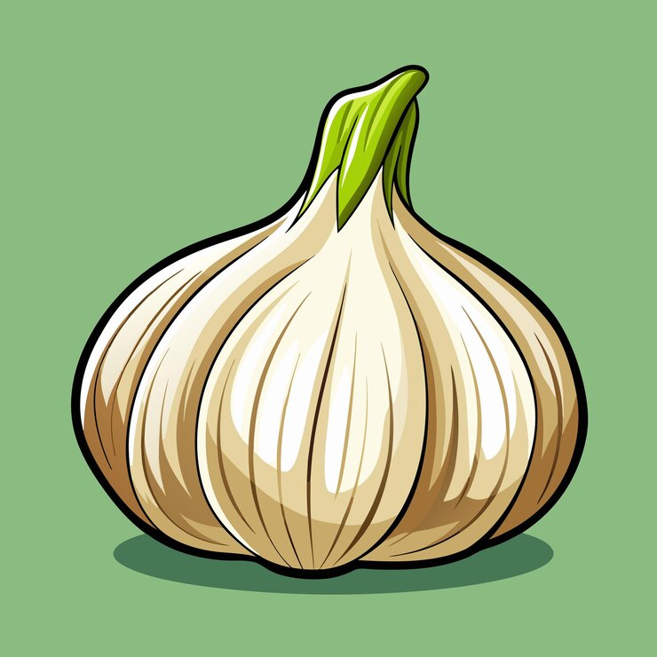 Vector diseño de impresión artística vectorial de verduras de ajo fresco