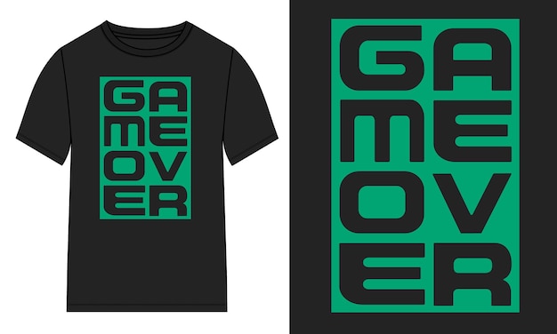 Diseño de impresión de cofre de camiseta de texto tipográfico de Game Over listo para imprimir