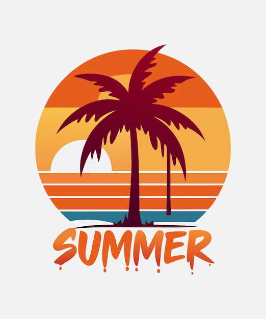Diseño de impresión vectorial de sol de playa de verano camisetas de vacaciones en playa de verano