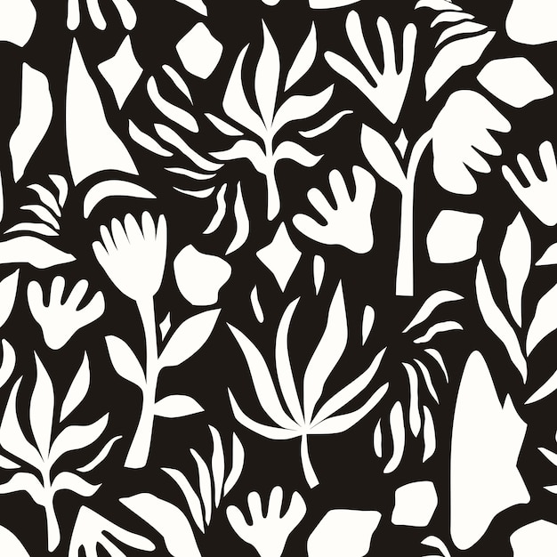 Diseño inconsútil abstracto monocromo floral sobre fondo verde