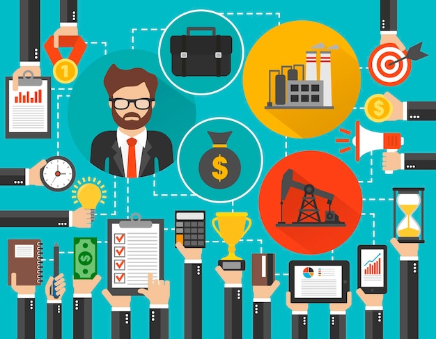 Diseño de la industria petrolera aislado piso moderno con managermanbusinessman ilustración vectorial