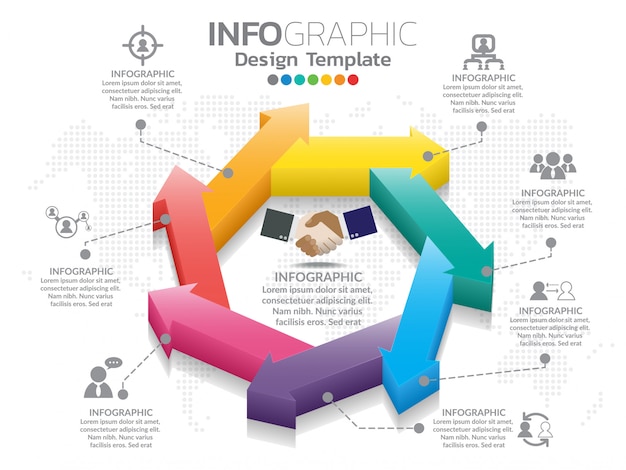 Diseño de infografía 7 pasos timeline