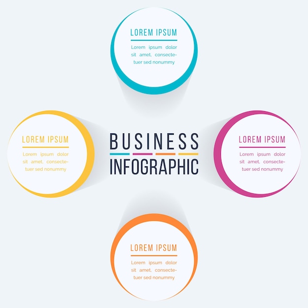 Diseño de infografía de círculo 4 pasos objetos elementos u opciones información comercial