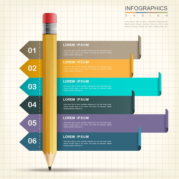 Diseño de infografía creativa con elementos de lápiz y banner.