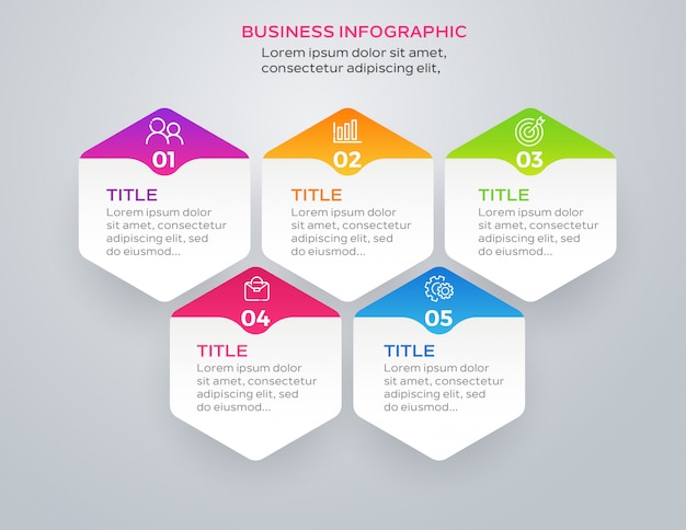 Diseño de infografía empresarial con 5 opciones