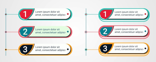 Diseño de infografía empresarial moderna de 3 pasos vector gratuito