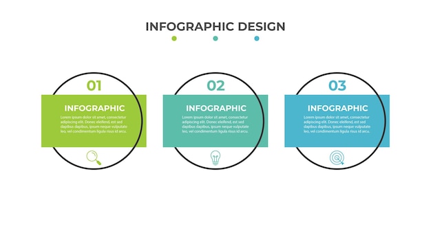 Diseño de infografía de línea de tiempo con círculo para plantilla de negocios Vector 3 pasos