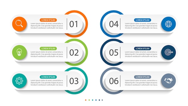 Diseño de infografía Presentación de infografía de negocios plantilla con 6 pasos