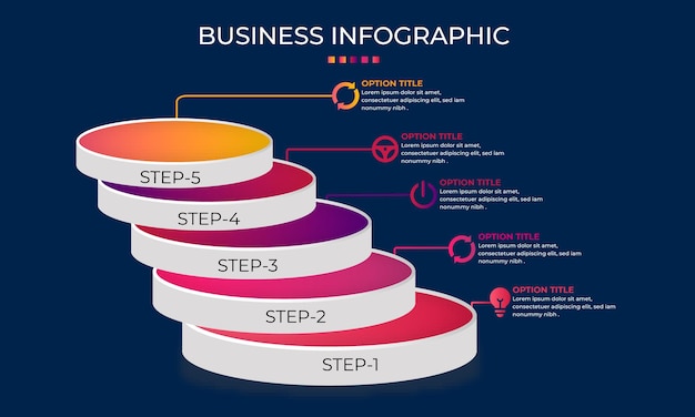 Diseño de infografía de procesos de negocio 3d