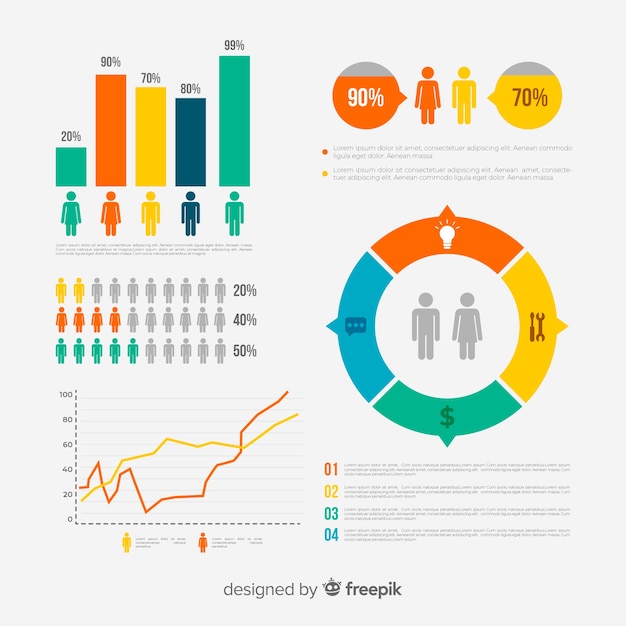 Diseño de infografía sobre personas, población, habitantes, estadísticas