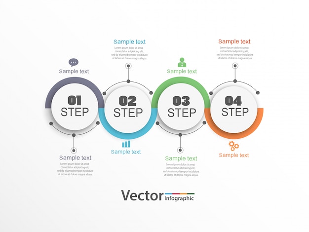 Diseño de infografías con 4 opciones, pasos o procesos.