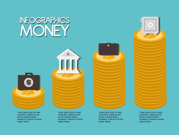 Diseño de infografías dinero, ilustración vectorial