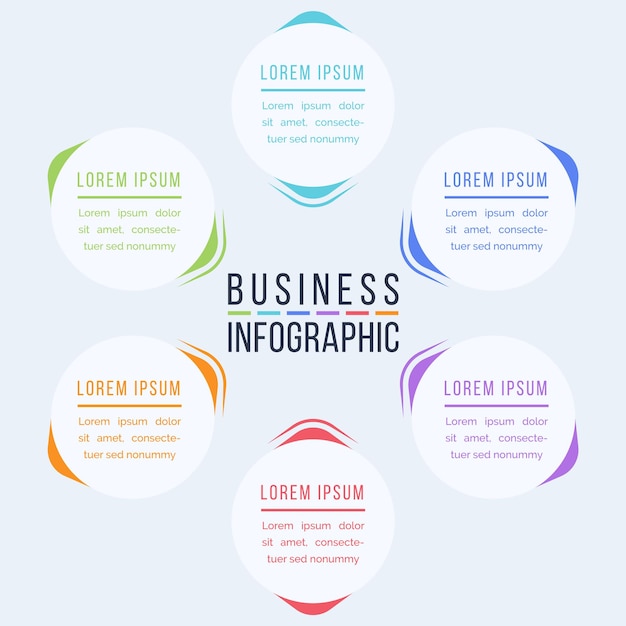 Diseño de infografías empresariales 6 pasos objetos elementos u opciones información empresarial