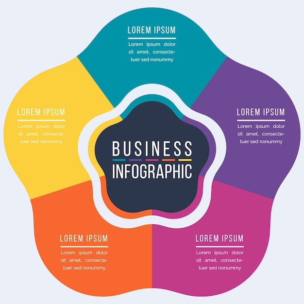 Diseño de infografías empresariales Información en 5 pasos