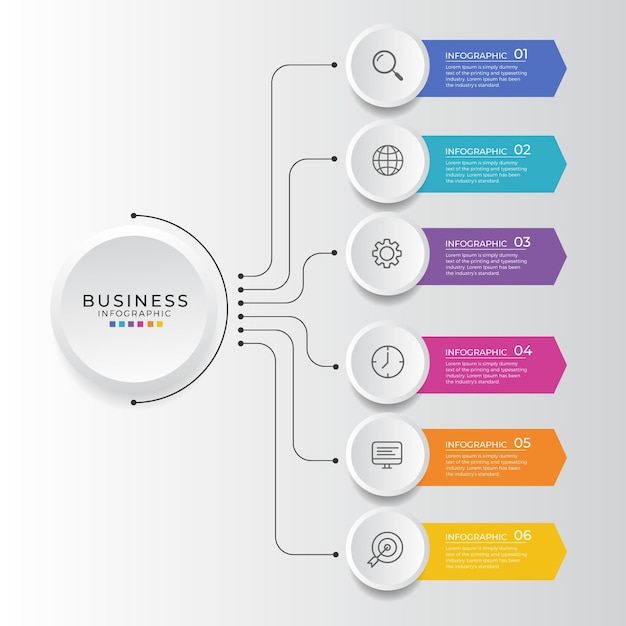 Diseño de infografías empresariales con seis opciones