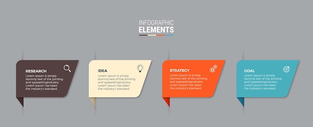 Vector diseño de infografías de línea de tiempo de cuatro pasos